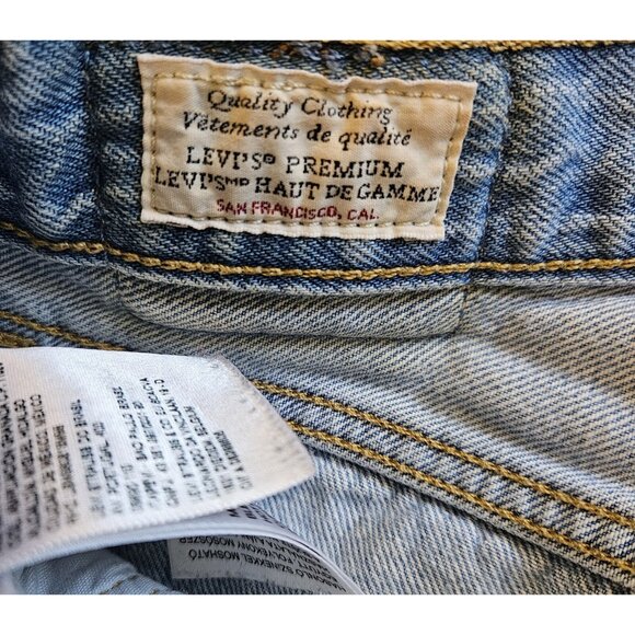 levis premium 501 Light Wash Distressed Jeans Womens Size 24W X 26L Straight Leg - Picture 9 of 16
